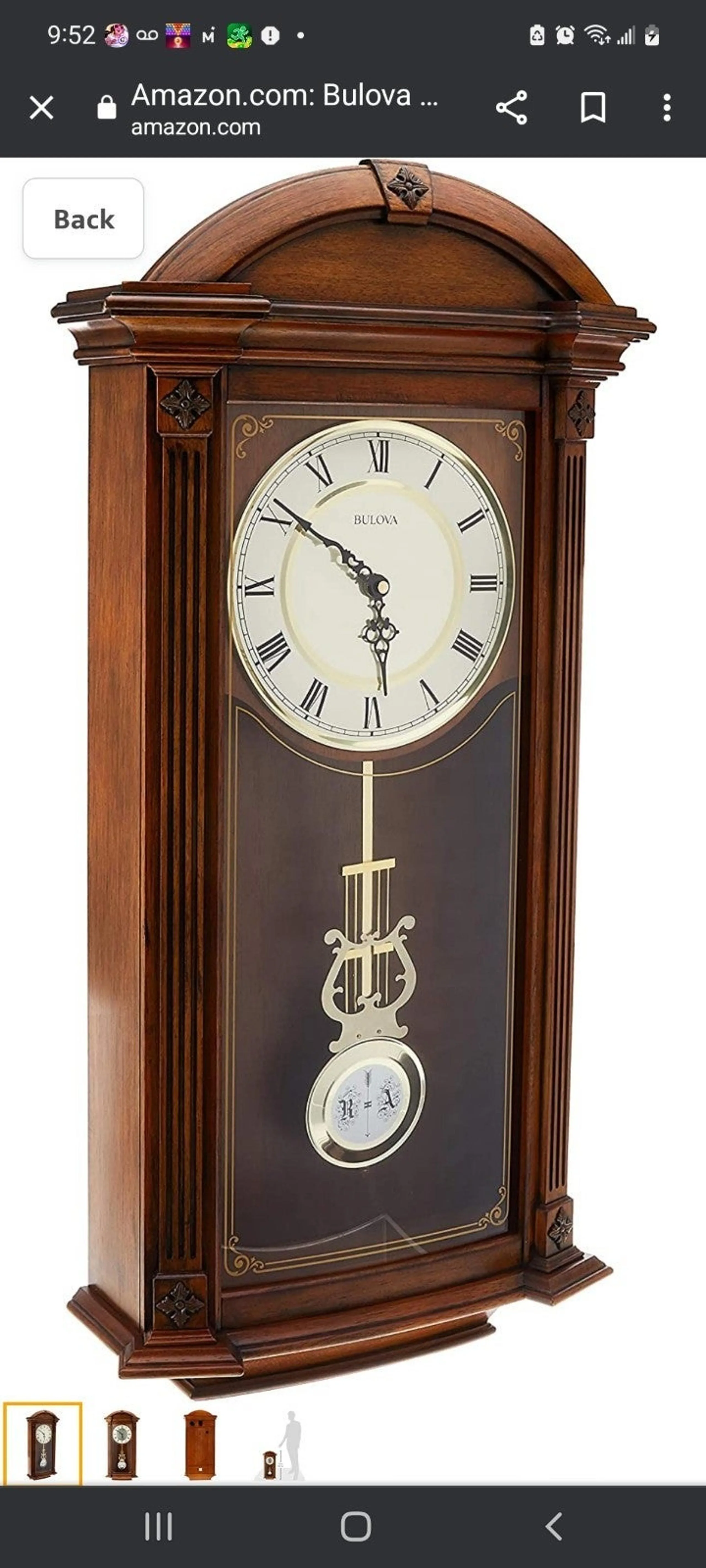 Bulova Harwick Wall Clock Aged Bronze