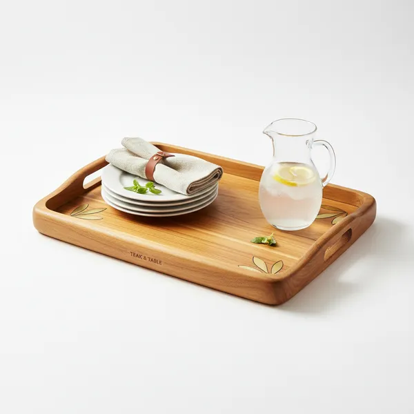 Frontgate Outdoor Decorative Teak Tray