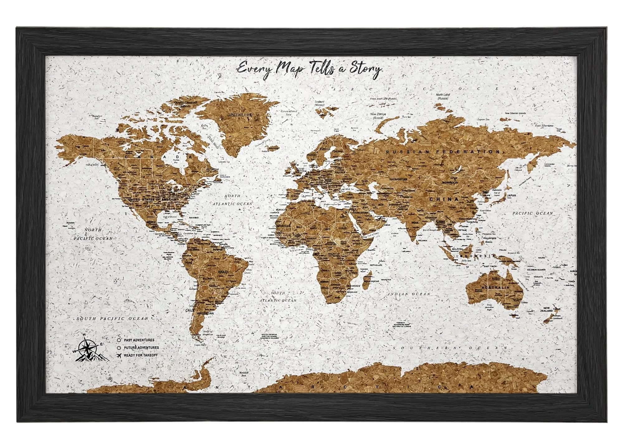 Kikkerland Vintage World Map Push Pin Board