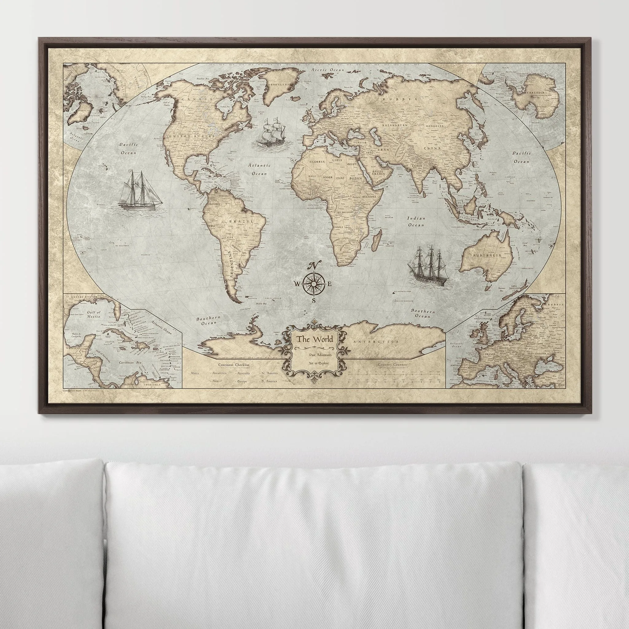 Kikkerland Vintage World Map Push Pin Board image 3