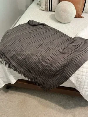 West Elm Textured Stripe Throw Blanket image 3